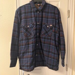Dickies Navy and Rust Plaid Flannel Shirt Jacket